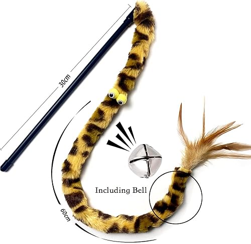 Miniatura 3 de Juguetes para gatos de interior, juguetes de varita de gato arco iris, bola de felpa con volteos de plumas, juguete interactivo de plumas para juego