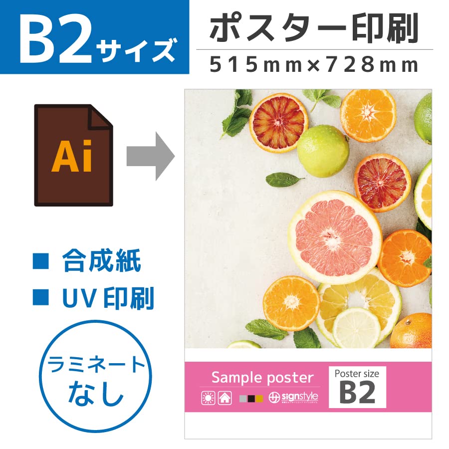 Amazon.co.jp: オリジナル ポスター 印刷 B2サイズ 合成紙 | 515mm