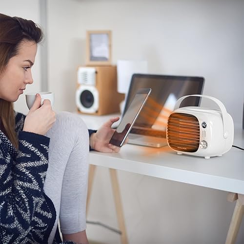 Miniatura 3 de Coolfor Calentador de espacio, calentador de escritorio de calentamiento rápido con control de temperatura, ventilador de cerámica seguro y