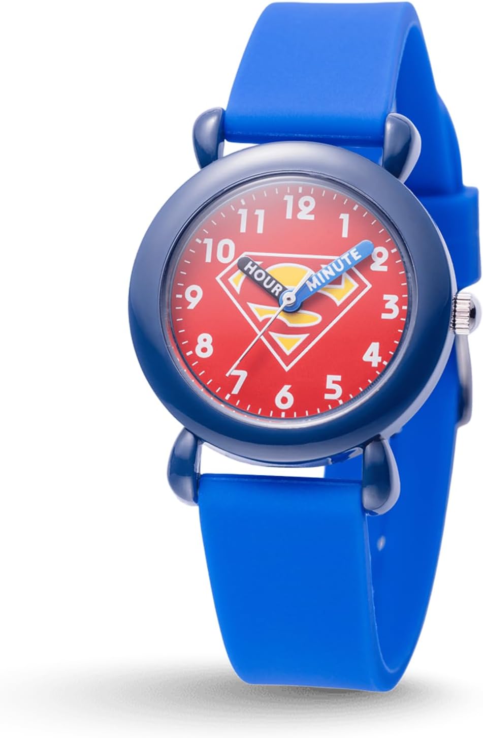 DC Comics Wonder Woman Watch for Kids Ages 4–7 – Featuring Blue Character Dial, Easy-Read Hour & Minute Hands – Wonder Woman Watches for Girls, DC Comics Toys – Red Bezel with Blue Nylon Strap