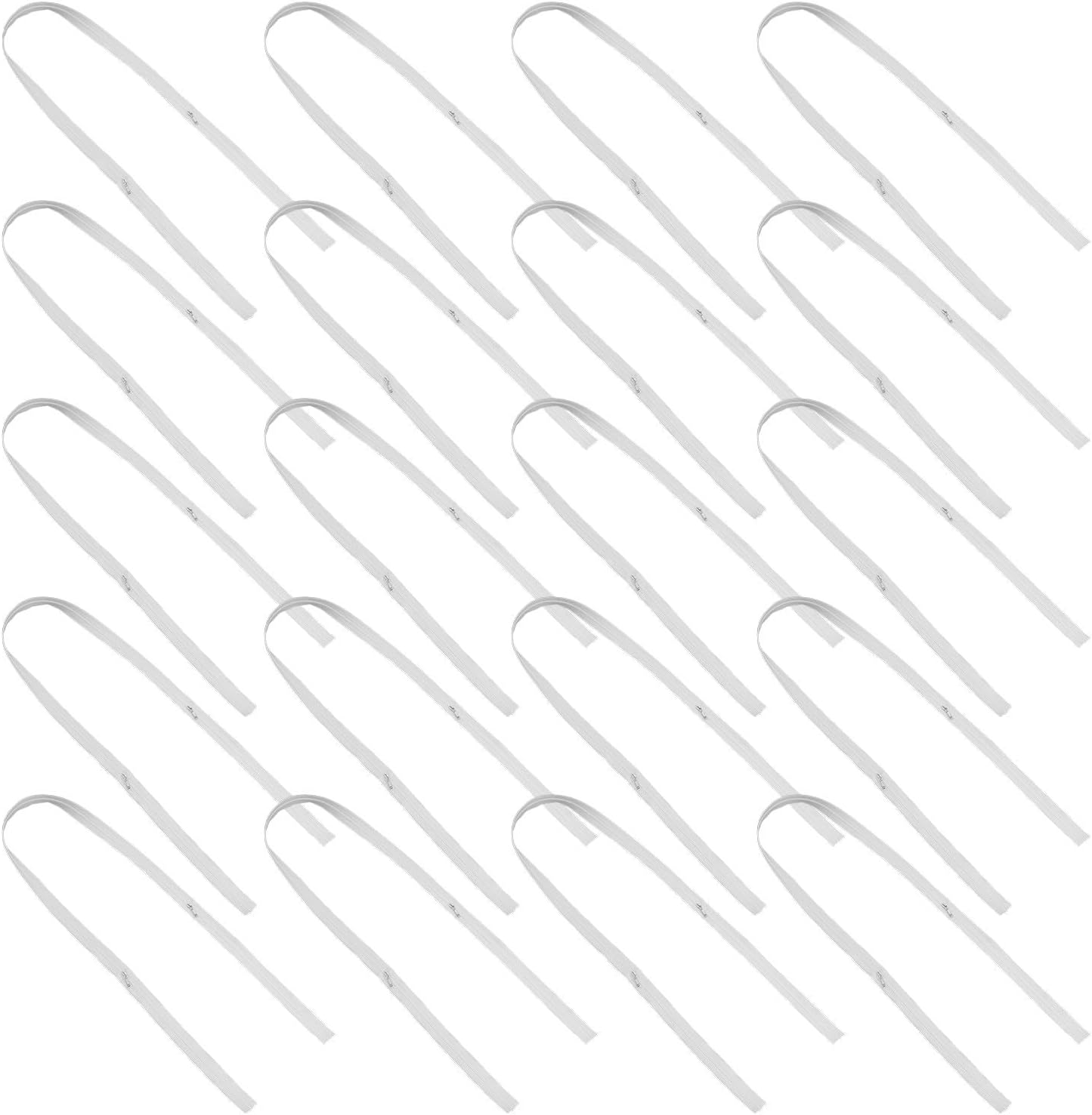 20pcs Nylon Double Tab Zippers for Sewing White Universal Fit