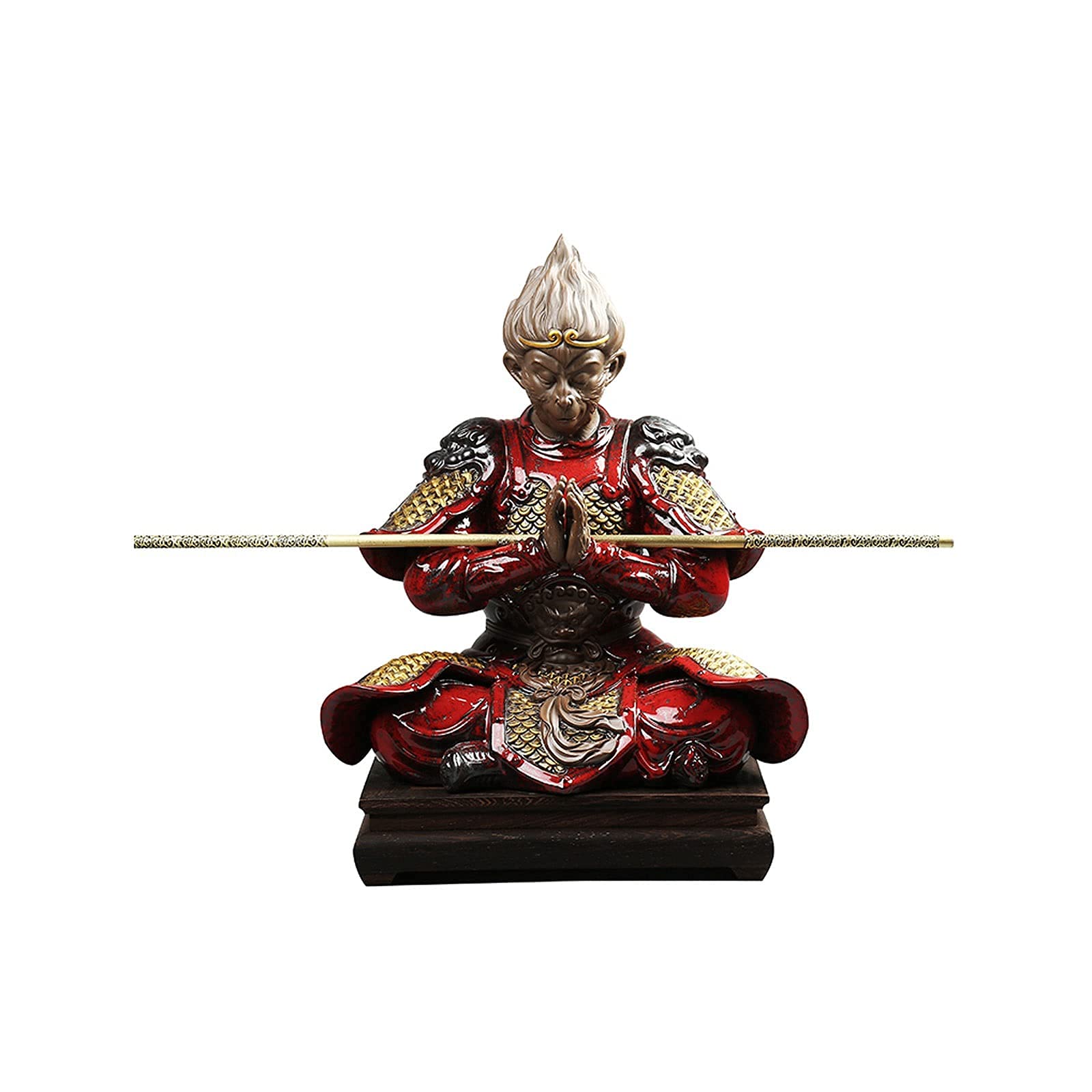 YANJ Feng Shui Statue Monkey King Decoration Ceramic Sun Wukong Ornaments Monkey Crafts Qitian Dasheng Ornaments Crafts Home Office Decorations Gifts Home Garden Decor Sun Wukong Statue Home Deco
