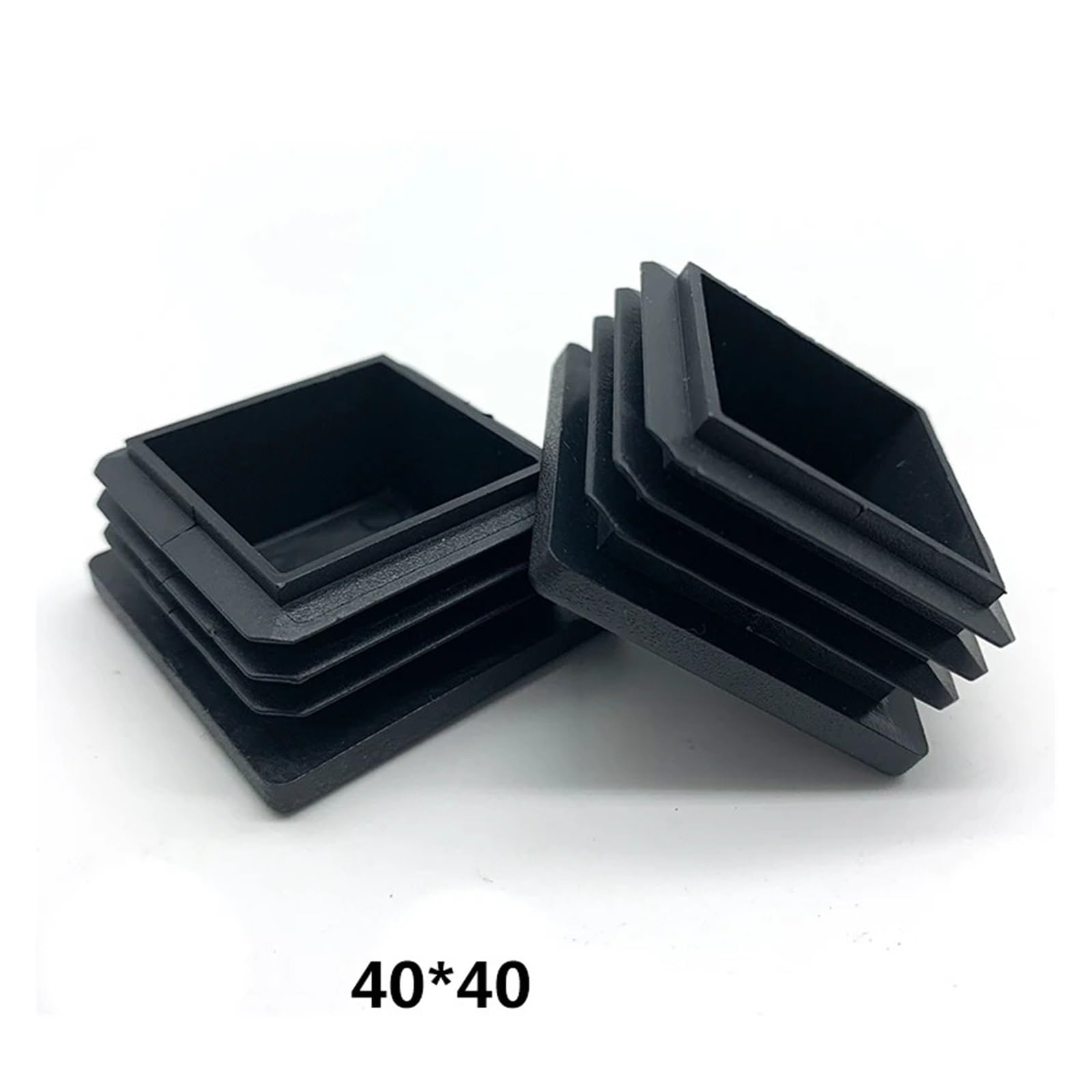 Prostokątna zatyczka do rur ze stali czarnej antypoślizgowe nakładki na nogi meblowe 60 x 60 mm 50 x 50 mm 40 x 40 mm chroni podłogi trwałe nasadki do rur zestaw 8 szt. (38 EU)