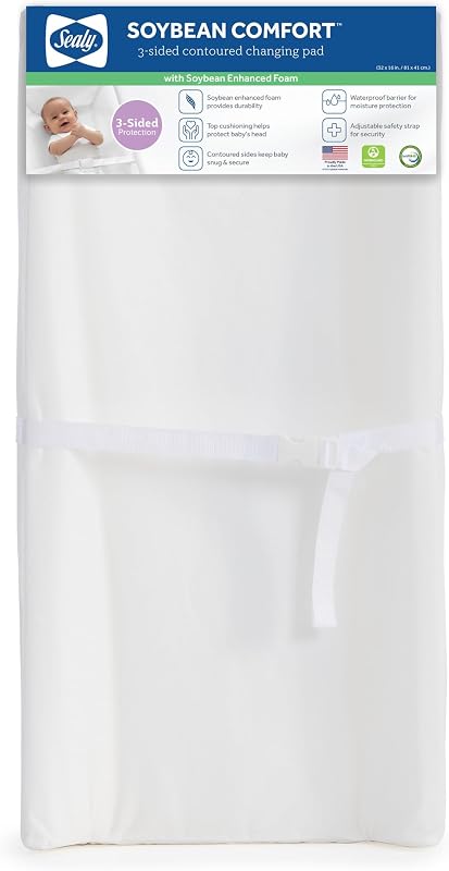 Infant Changing Pad - Waterproof, Contoured Durable Foam, Wipe Clean, Made in USA, 32 x 16"