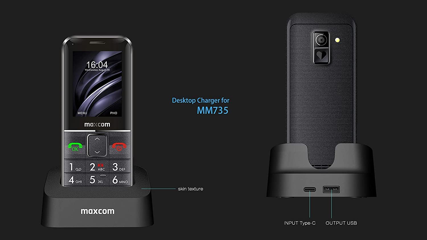 MaxCom MM735BB: Seniorenhandy mit wasserdichtem Notrufarmband und GPS Ortung ohne Vertrag, Hausnotruf Handy für Senioren, Helpline Firmware
