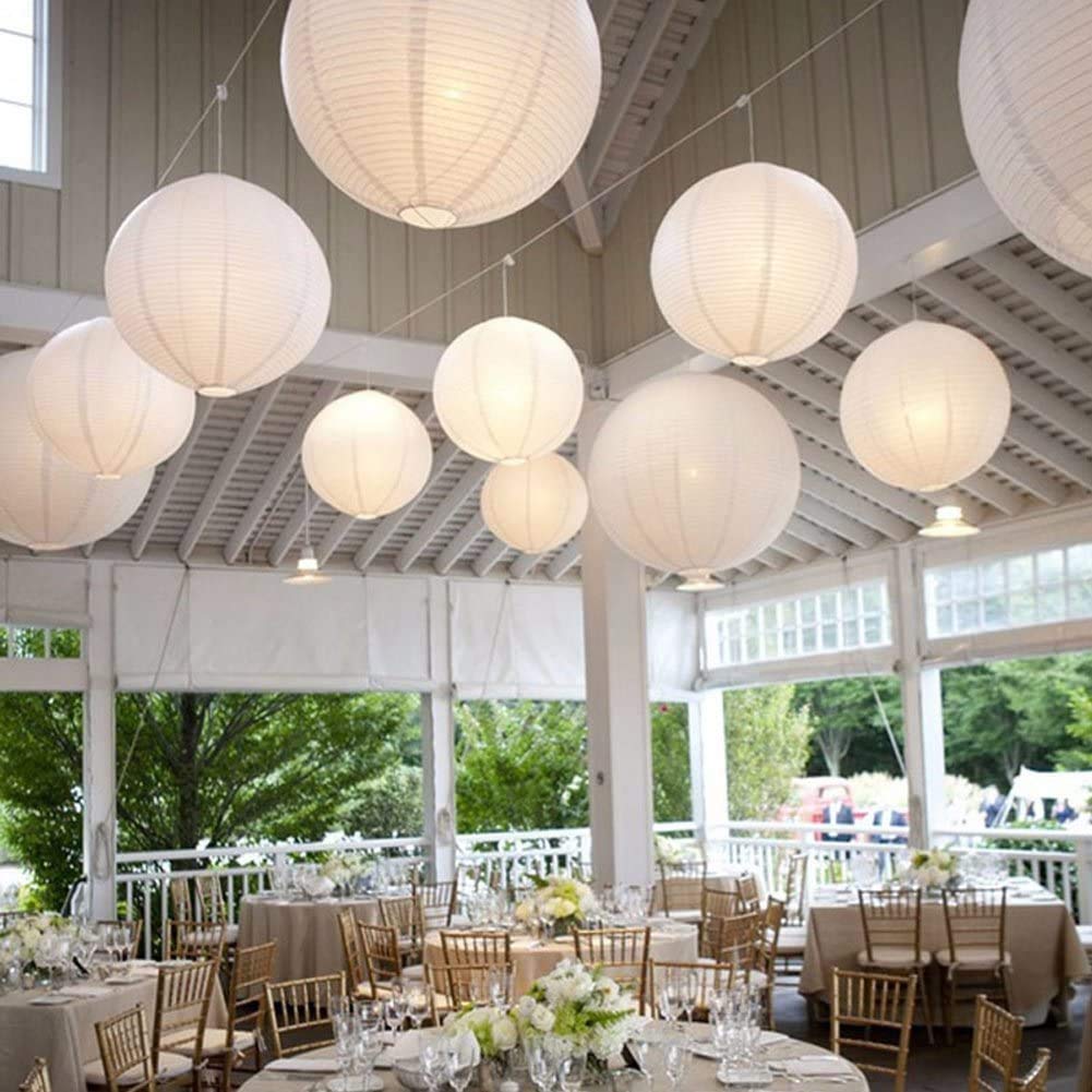Rozi Decoration 12 Inch Round Hanging Ball Lantern Lamps for Birthday Wedding Christmas Parties, Home Decor and Weddings Decorations (Pack of 10, White)Metal (B08GMB97KN) Amazon Price History, Amazon Price Tracker