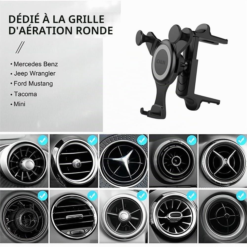 ICAILIN Support Telephone Voiture, Support à Grille d'Aération avec Rotation Support téléphone Voiture Mercedes