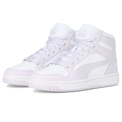 PUMA Kids Rebound Layup Mid (Big Kid) Kids Shoes Puma White/Lilac Frost