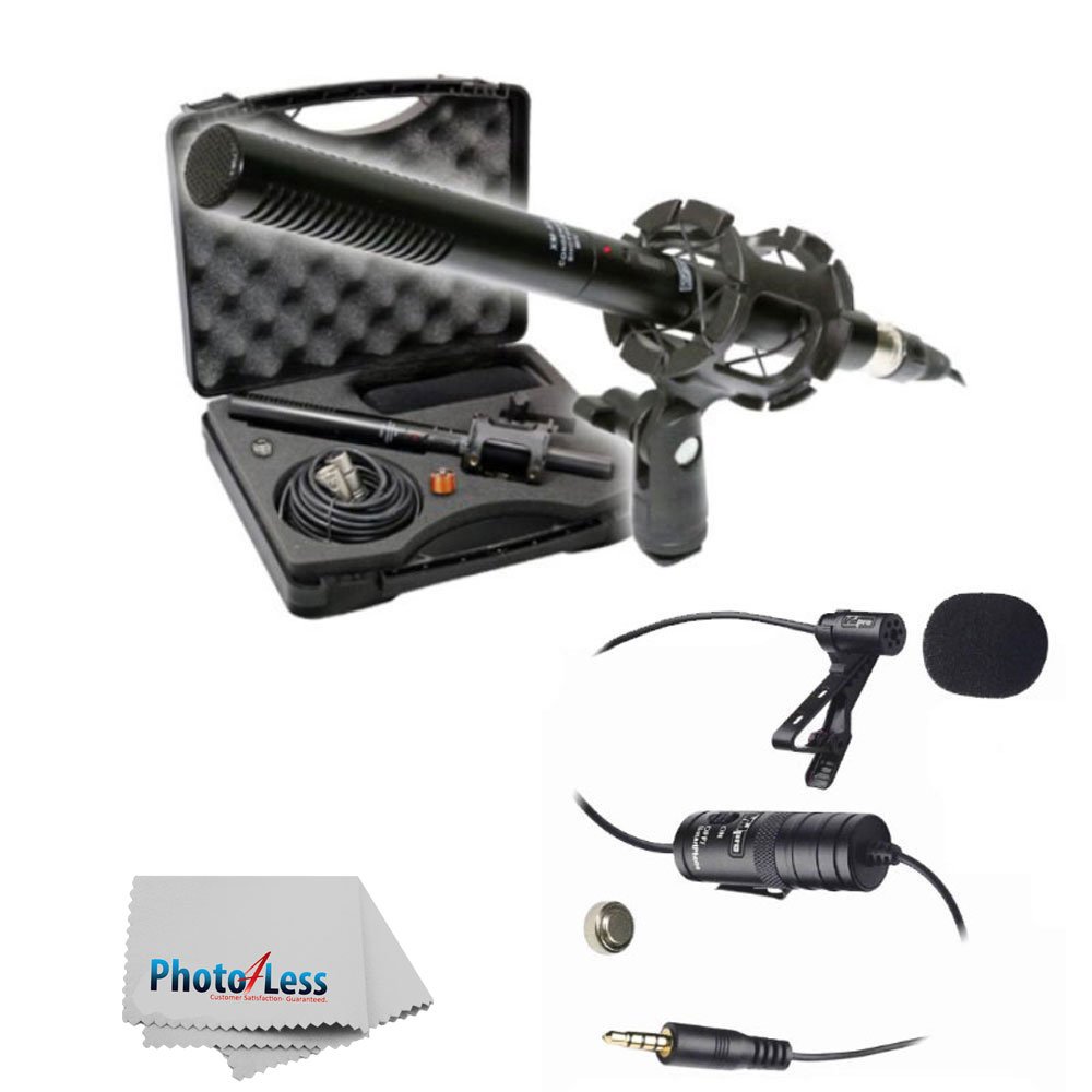 New Vidpro XM-55 15-Piece 11" Condenser Shotgun Video & Broadcast Microphone Kit with Vidpro XM-L Wired Lavalier Condenser Microphone 20' Audio Cable for Canon Nikon Sony DSLR Camera Camcorders