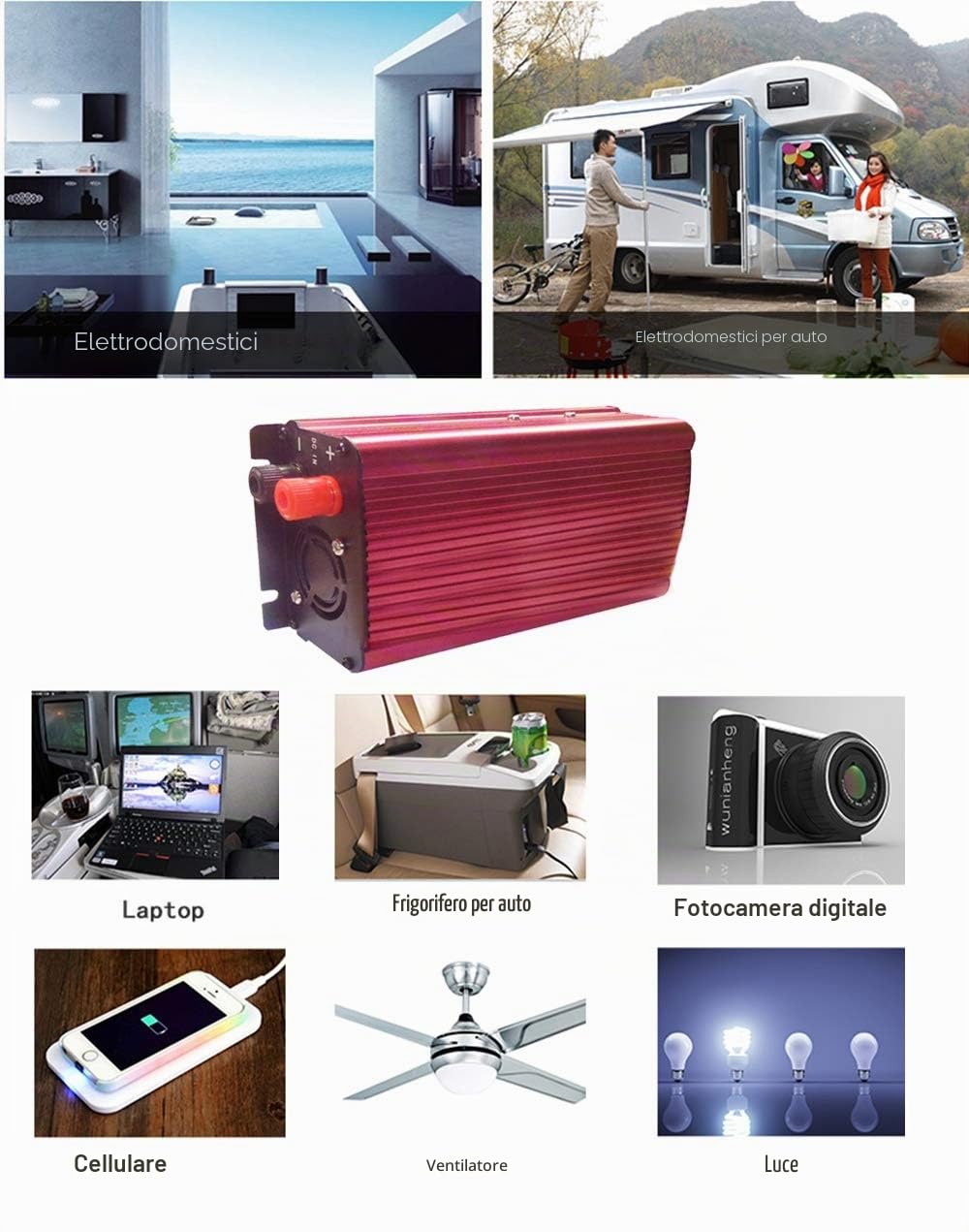 WGE Convertitori di Potenza da 36 V CC A 220 V CA, Presa Auto Inverter CA,500w