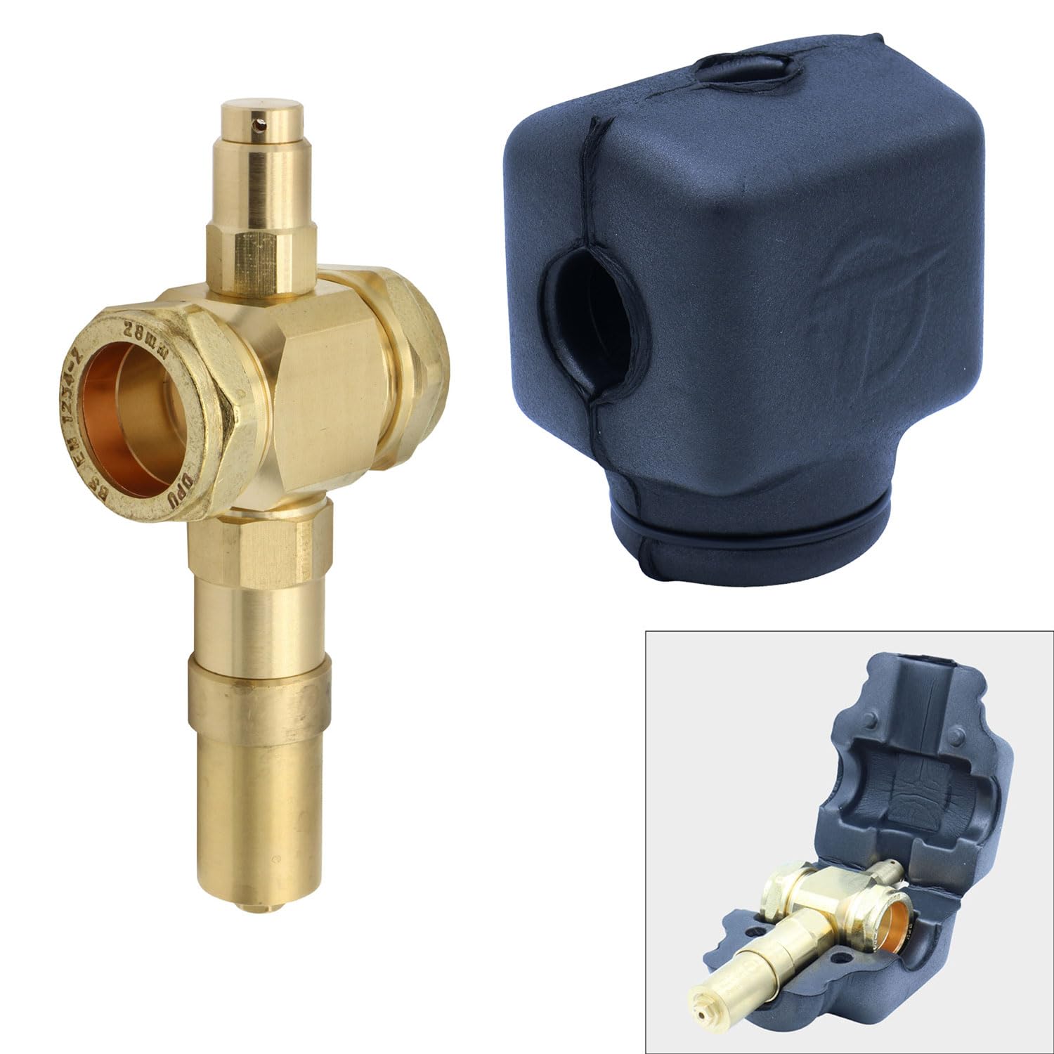 Tesla AFV28 - Valvola antigelo per pompa di calore, 28 x 28 mm, con guscio isolante AFV28SHELL