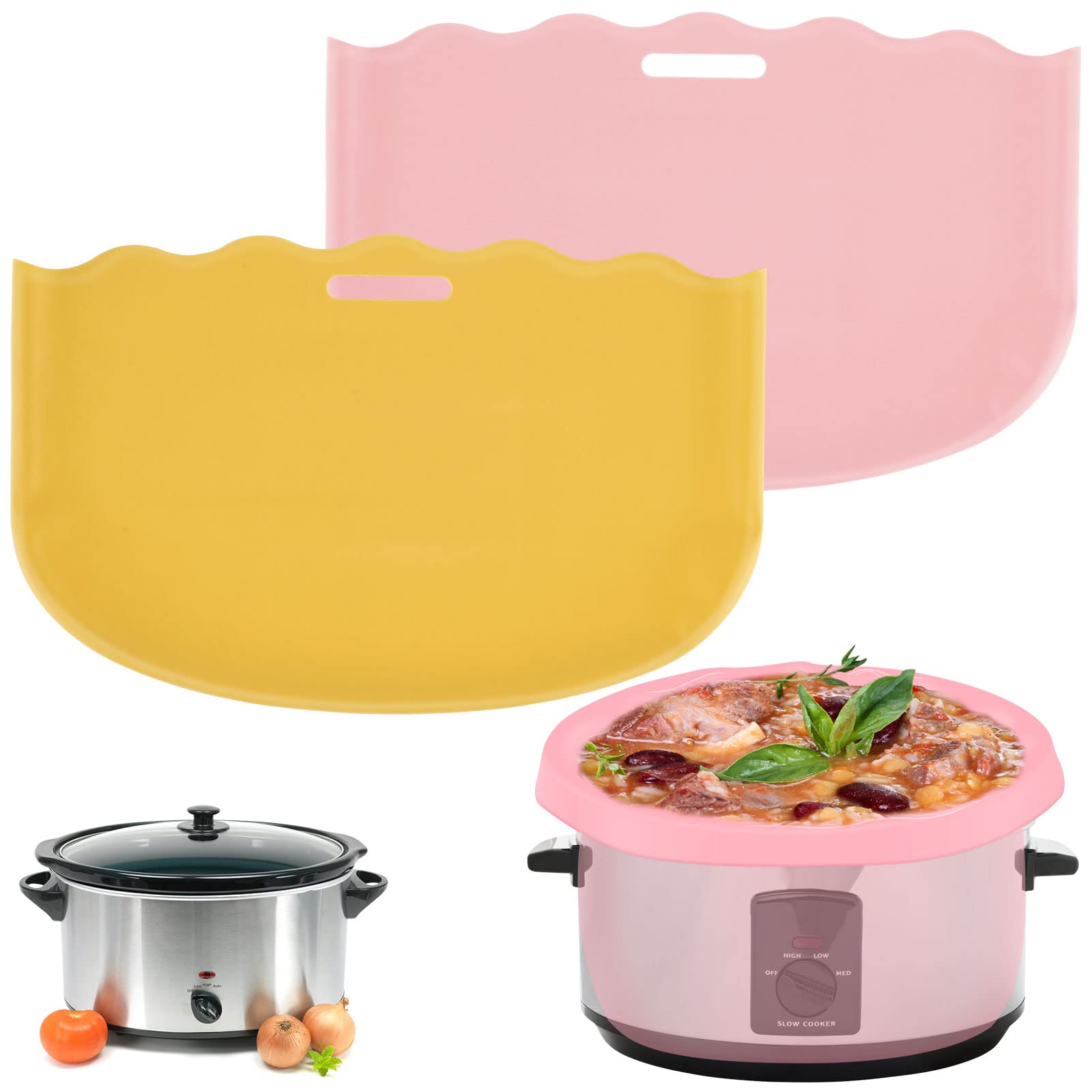 2 pezzi Silicone Slow Cooker Liner Riutilizzabile Silicone Slow Cooker Divider Barattolo Resistant Slow Cooker Insert Liner Lavastoviglie Safer Slow Cooker Accessori per la maggior parte dei