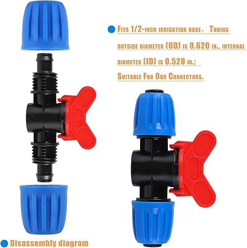 Miniatura 3 de FULAIERGD 6 piezas de válvula de interruptor de tubo de riego por goteo de 12 pulgada, válvula de cierre de riego por goteo de 12 pulgada,