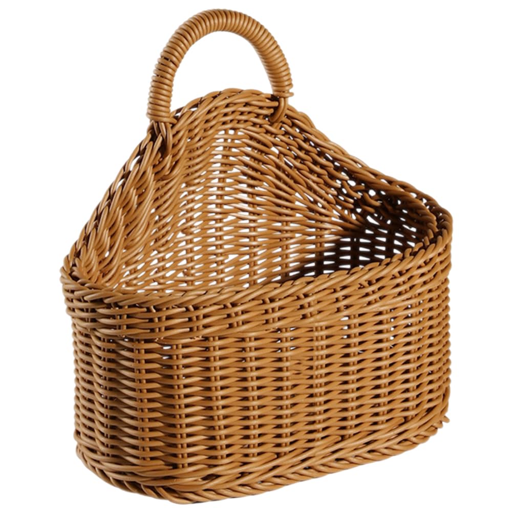 Panier de rangement en rotin à suspendre - Panier à fleurs en osier tissé pour pommes de terre, magazines, articles divers, oignons, taille