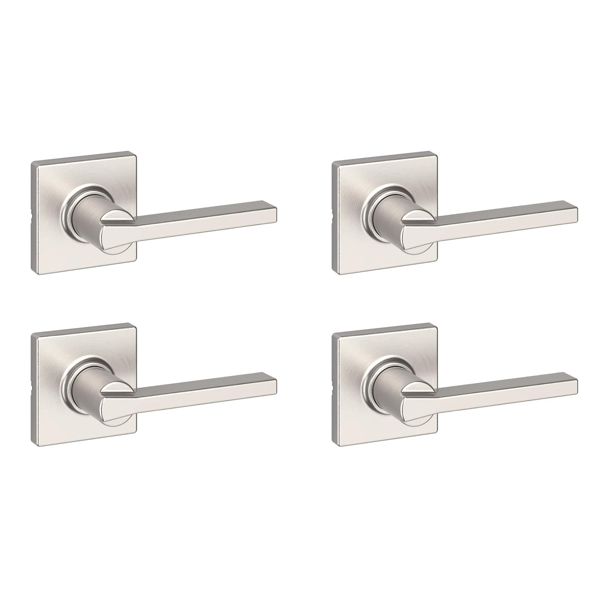 Kwikset Casey Interior Square Passage Door Handle, Lever for Closet and Hallway Doors, Reversible Non-Locking Handle Lever, Satin Nickel