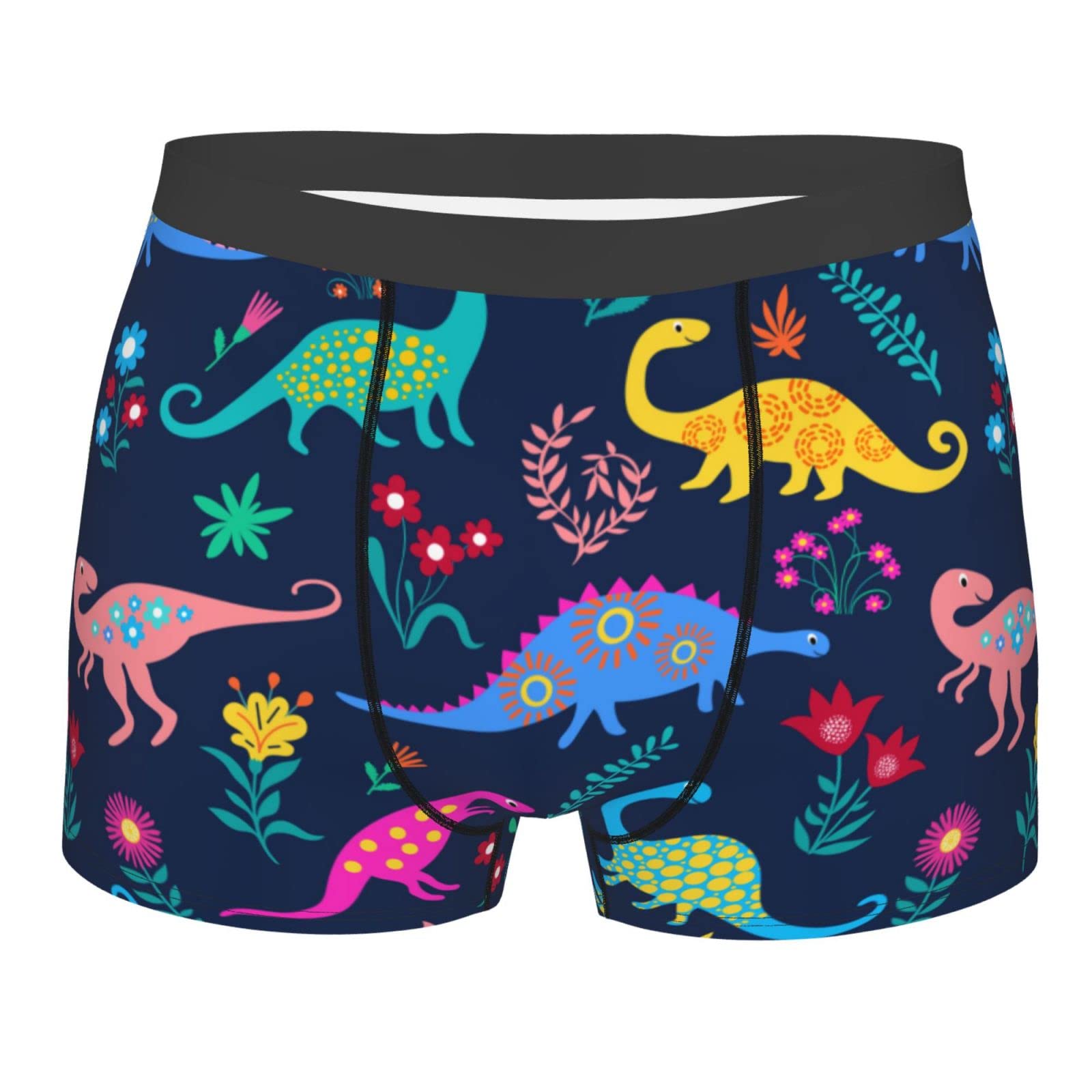 Ailietra Funny Boxers Briefs for Men, Colorful Cartoon Dinosaur Men's Underwear, Gifts for Husband Boyfriend XXL