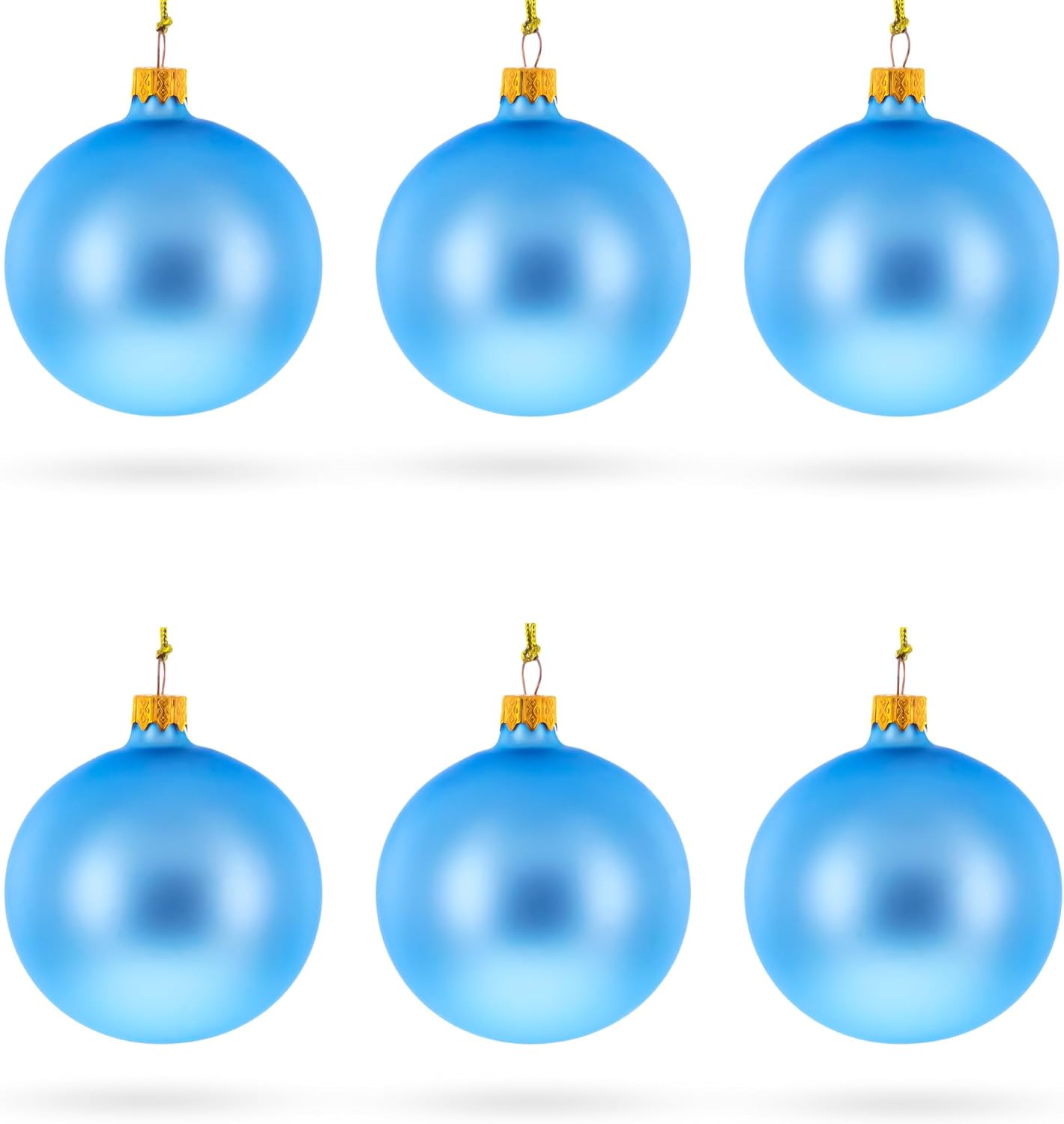 Set of 6 Matte Light Blue Glass Ball Christmas Ornaments 3.25 Inches