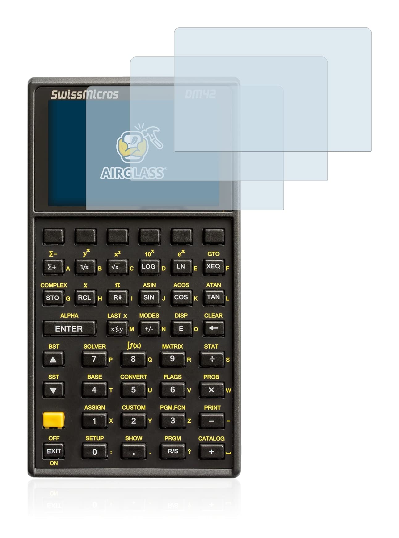 brotectGlass Screen Protector Film compatible with SwissMicros DM42 (3 Pack) - Glass-Foil 9H Protection [Scratch Resistant, High Clarity]