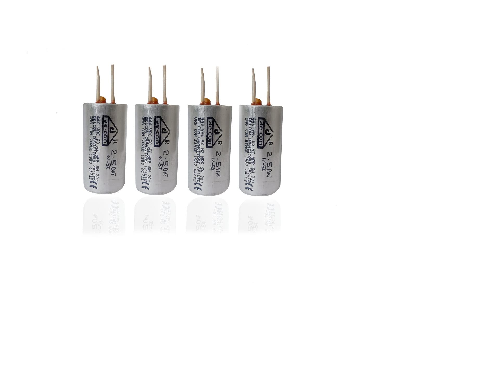 De-con Capacitor 2.50 mfd Oil Filled 5x Long Life - Ceiling Fan capacitor - 440V Oil Aluminium Can (Pack of 4)