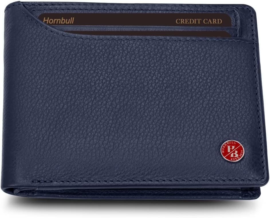 HORNBULLNicolas Navy Leather Wallet for Men | RFID Blocking Mens Wallet | Wallets Men Leather