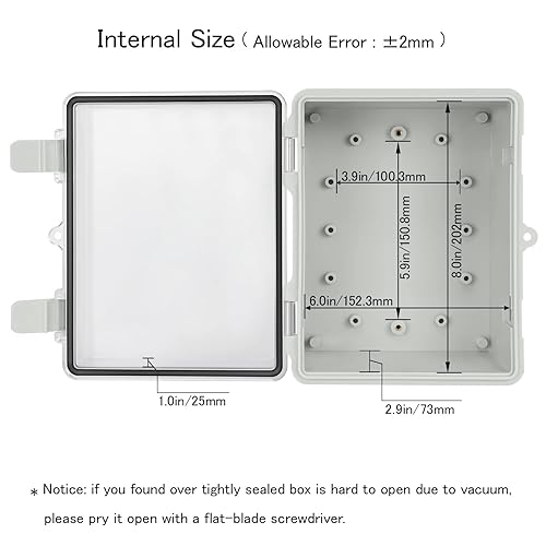 Miniatura 2 de Caja de conexiones IP65 impermeable de plástico ABS con bisagras, cubierta transparente de policarbonato, caja de proyectos eléctricos con placa de