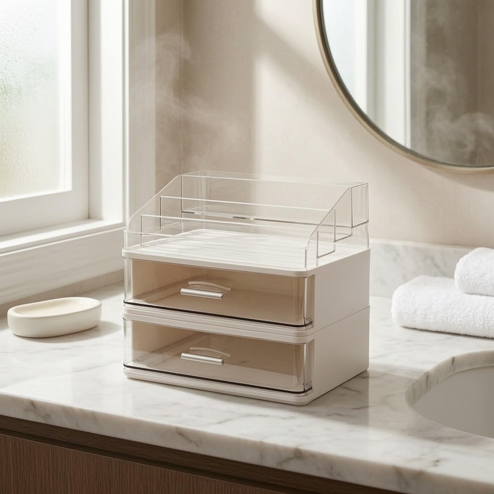 Cosmetici con Vassoio Divisorio in Plastica penne da Scrivania Elegante Organizer per Bagno, 1 Livello