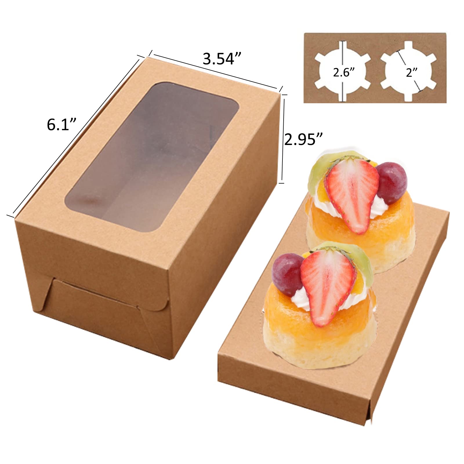 Bakery Cupcake Boxes - Kraft Paper with Window -3 Bakery Cupcake Boxes - Kraft Paper with Window -3