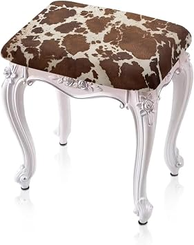 ZDCUSTOM Brown Cow Stool Covers Rectangle Non Slip Vanity Stool Cover Bar Chair Covers Barstool Covers Slipcovers Furniture Protector Set of 2