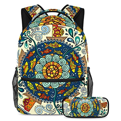 Sac à dos de voyage flamant rose avec étui à stylos pour l'école