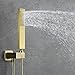 SHAMANDA Brass Rainfall Shower System, Luxuly Bathroom Shower Faucet Combo Set Brushed Gold(Including Rough-In Valve Body and Trim), L70001-3