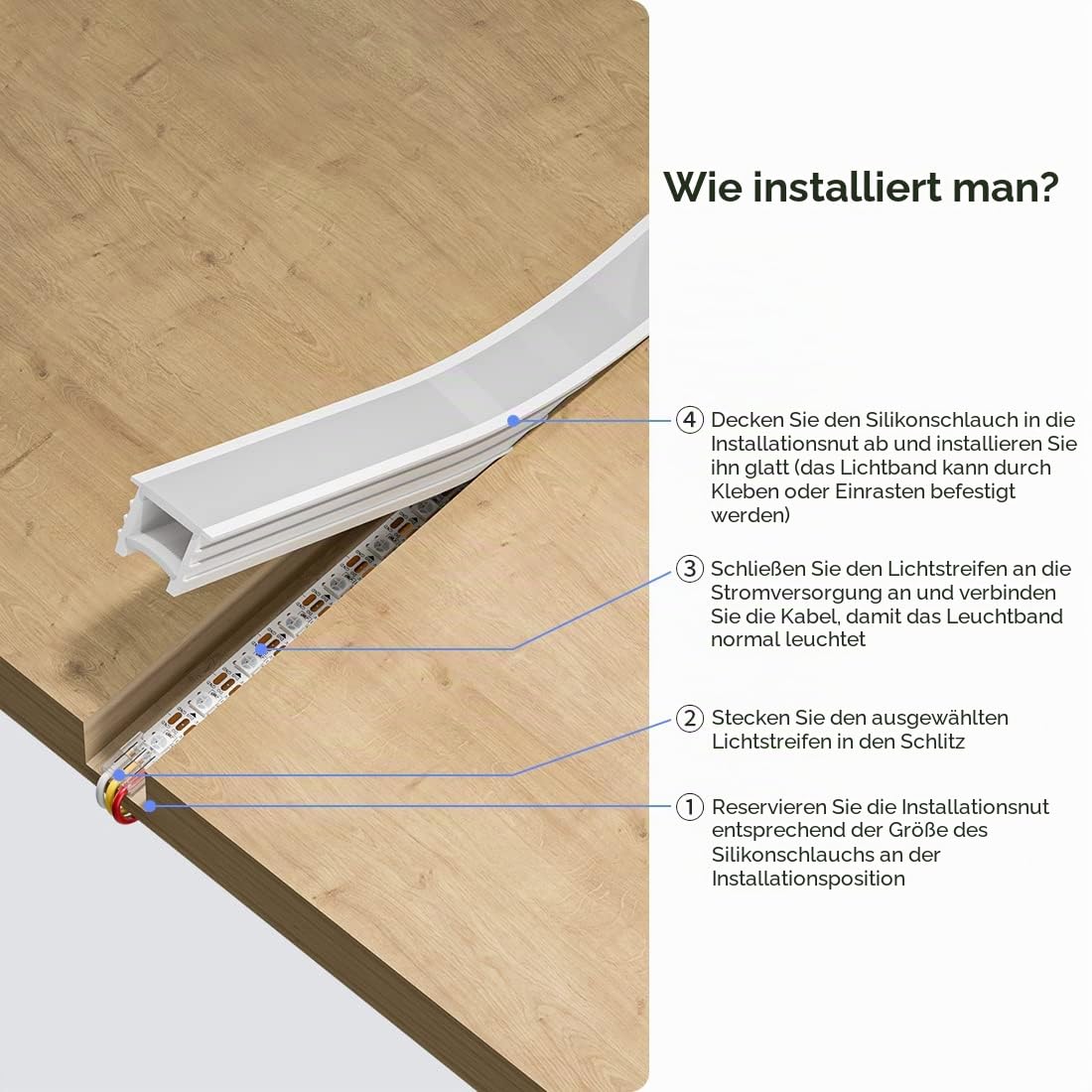 SEZO LED Profil Silikon T1616 5M Diffusor LED Neon Aufbau Profile Fleckenlos für 8-10mm Flexibel LED Streifen Lichter Kanal IP67 Wasserdicht 16x16mm 120°Beleuchtung (LED-Streifen nicht enthalten)
