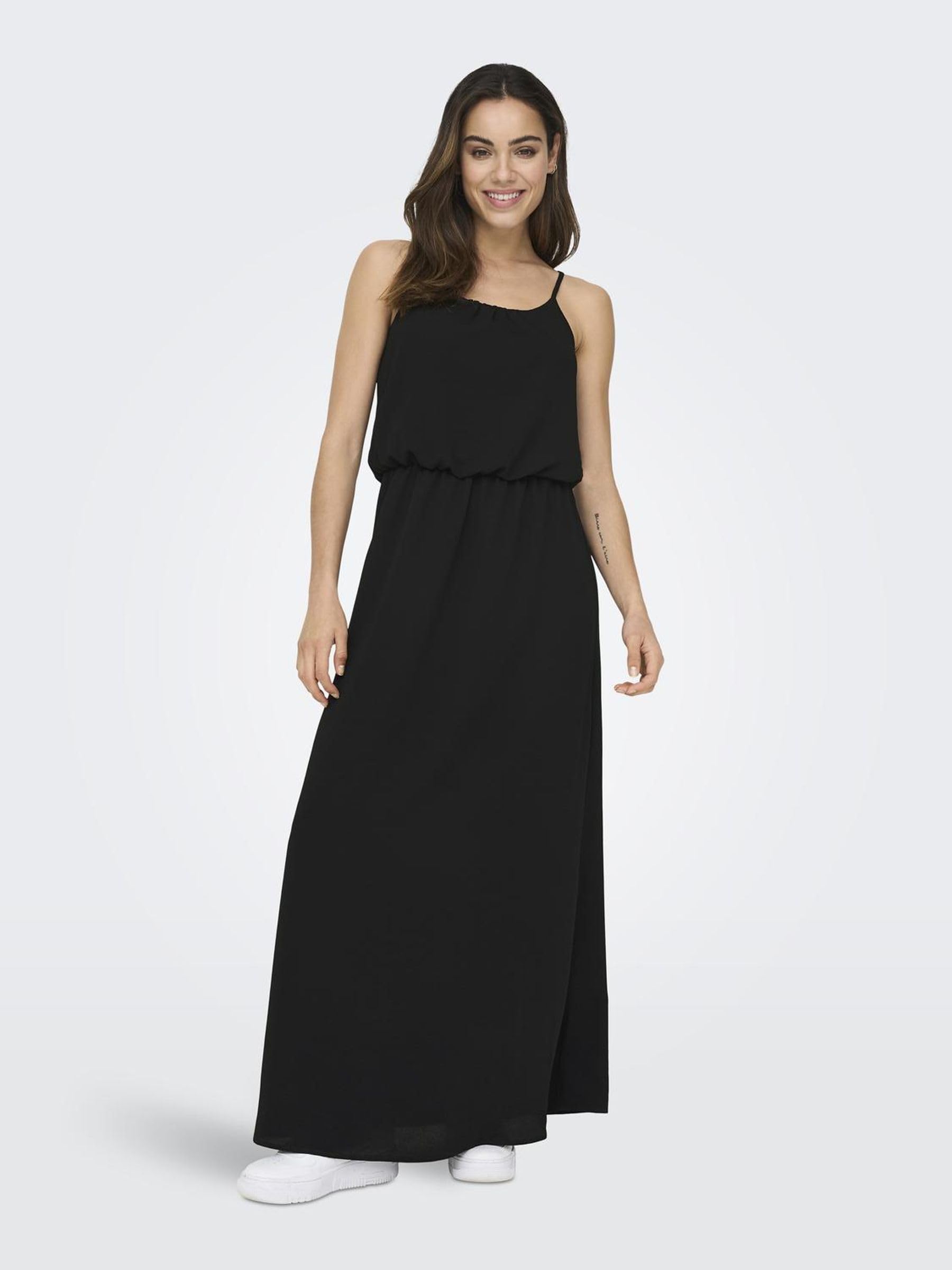 ONLY Onlwinner S/L Maxi Dress Noos Femme Robe Longue Noir/Blanc