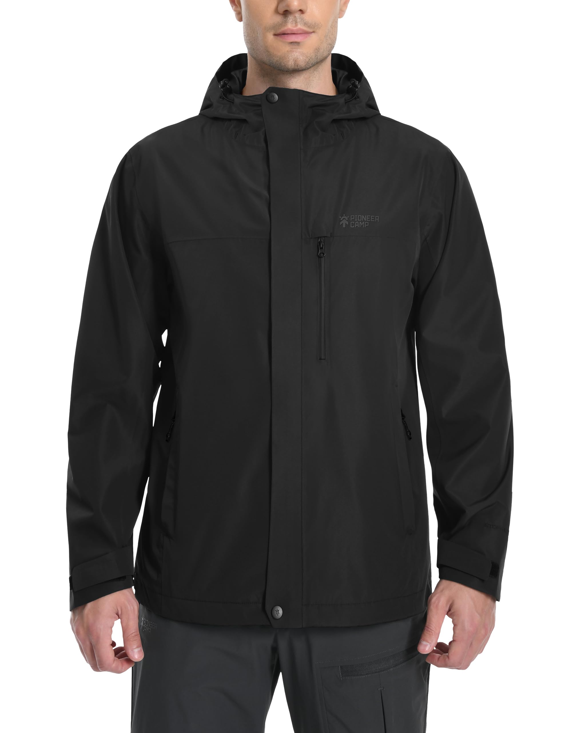 Pioneer Camp Herren Regenjacke Wasserdicht Atmungsaktiv Outdoor Jacke Mit Kapuze 4 Taschen