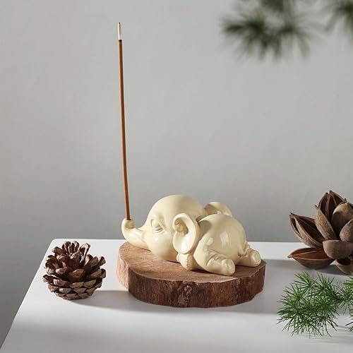 Miniatura 4 de Cacukap Lindo quemador de incienso de elefante, soporte de incienso para palos, bandeja de incienso con temática de elefante, adorable decoración