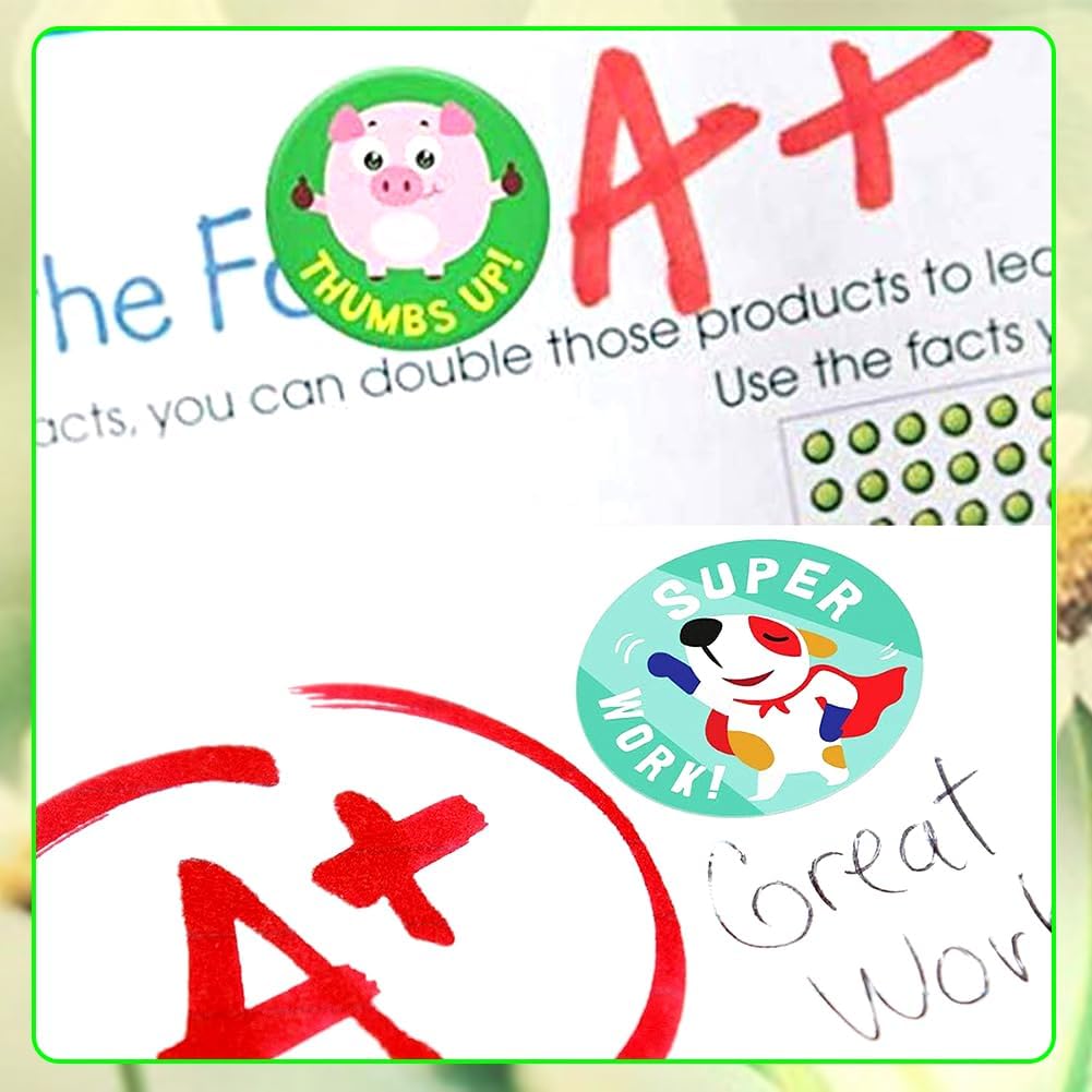 500Pcs Animal Stickers Roll 1in Adhesive Label Stickers 9 Designs Cartoon Animal Waterproof Classroom Reward Decals for Spring Bottle Scrapbook Journal Decor