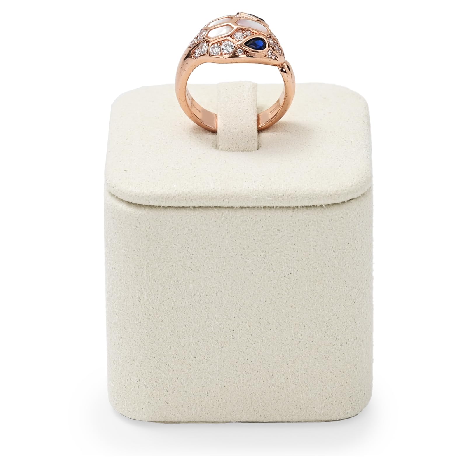 Woodten Single Beige Jewelry Ring Stand Display Showcase Beige Microfiber Jewelry Display Stand for Ring(S)
