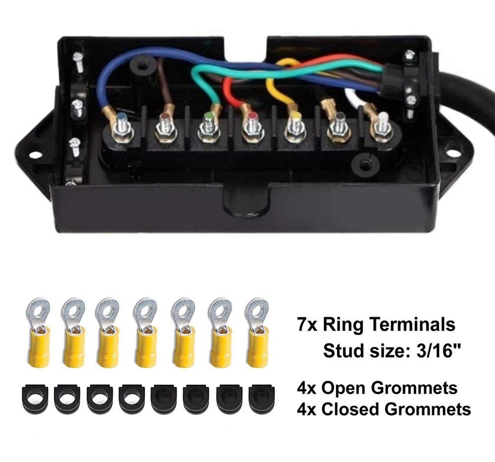 Amazon.com: AutoSonic 7 Way Trailer Plug Cord RV-Style Trailer Connector  with 7 Pin Plug, Heavy Duty Cable with Junction Box, Trailer Lights Wiring  Kit, 8 Feet Long : Automotive