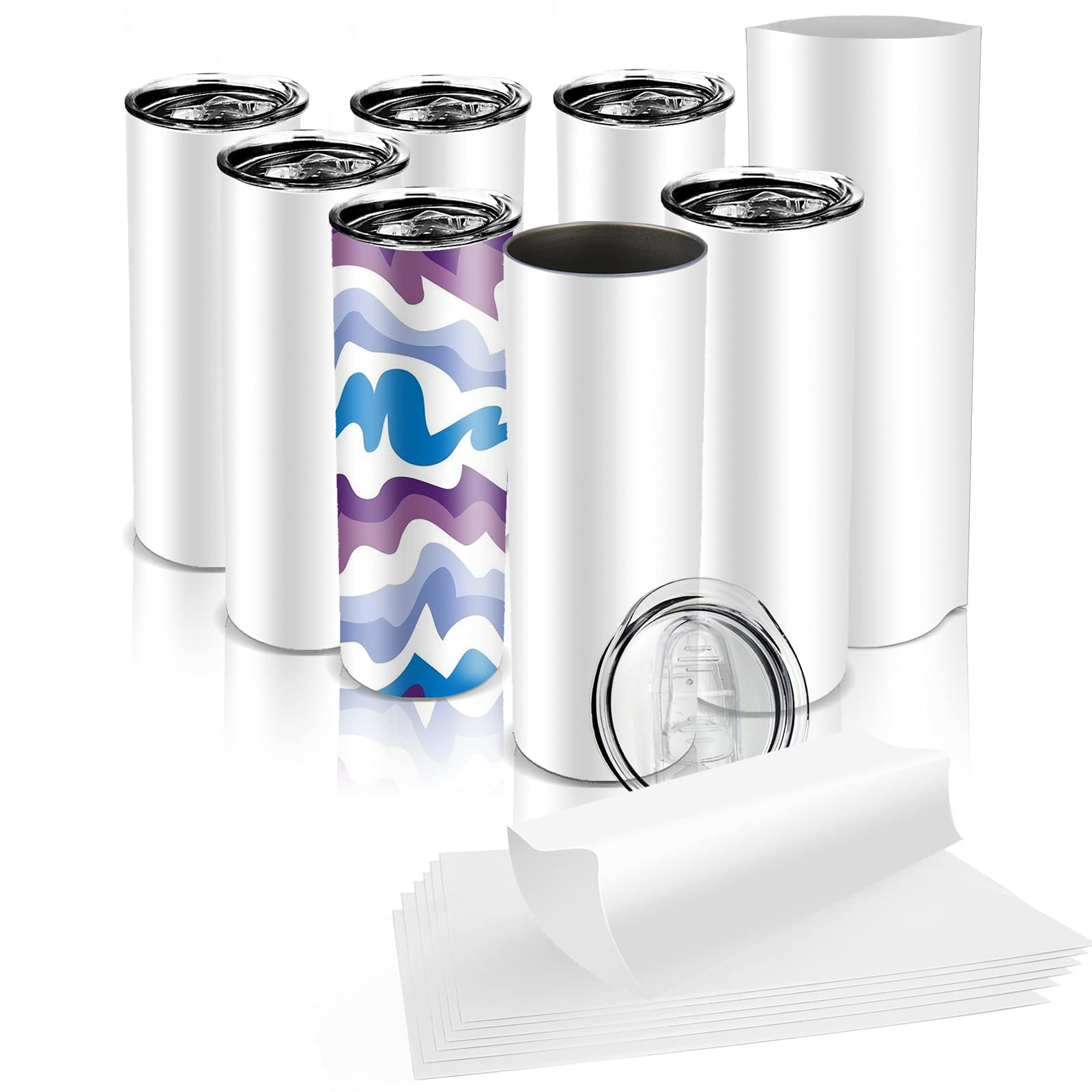 Amazon.com | AiHeart 30oz Sublimation Blanks Straight Skinny Stainless  Steel Tumblers with Sublimation Shrink Wrap Films Great DIY Gift for Men  and Women (8PACK White): Tumblers & Water Glasses