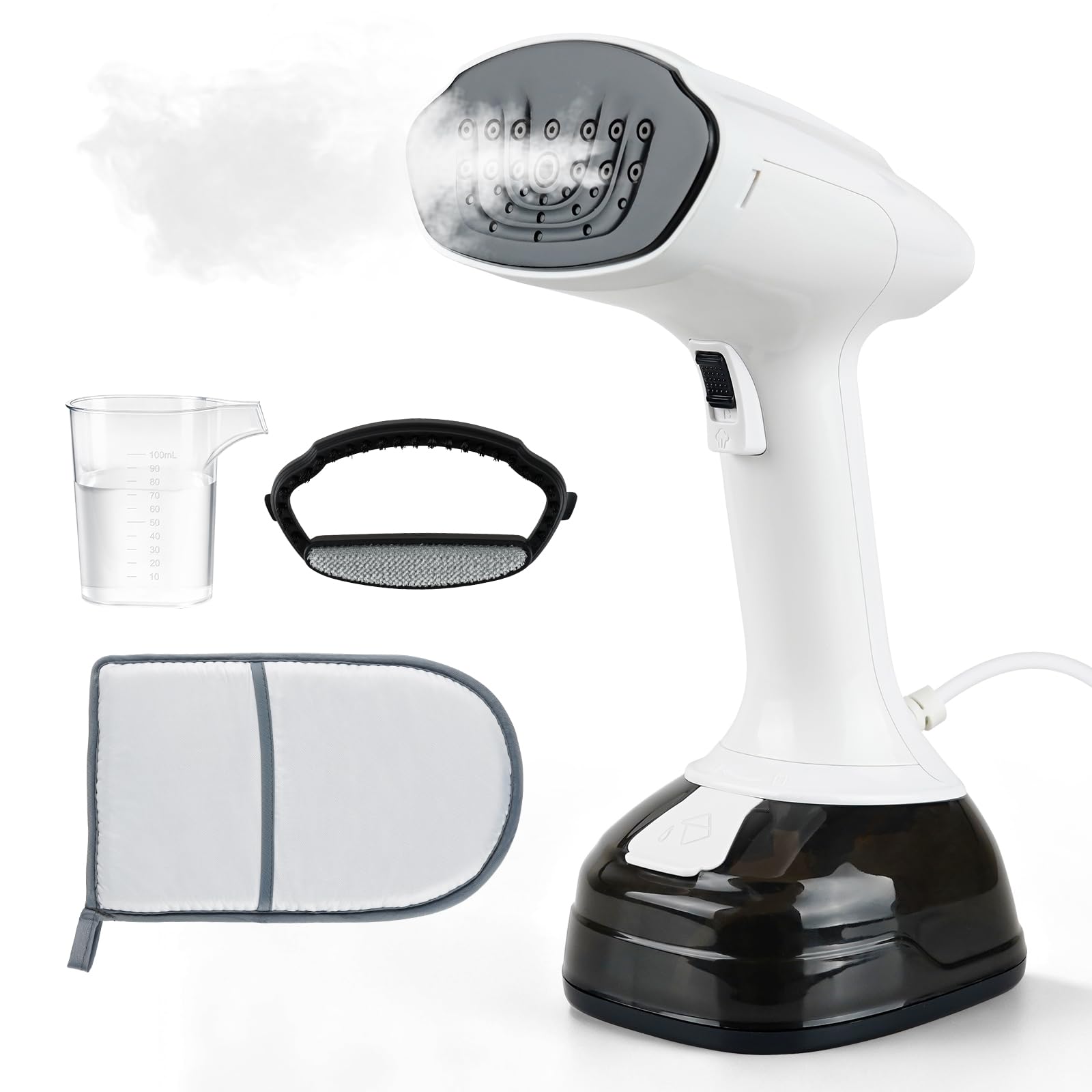 Steamer & Dampfglätter 1800W, Tragbarer Dampfbügler mit 3 Dampfstufen & 400ml Wassertank, Kompakter Reisebügeleisen zum Schnell Entfalten von Hemden, Kleidung und Vorhängen