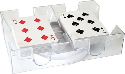 Miniatura 2 de DNB Revolving Playing Card Tray - 2 Deck Plastic Rotating Canasta Card Holder