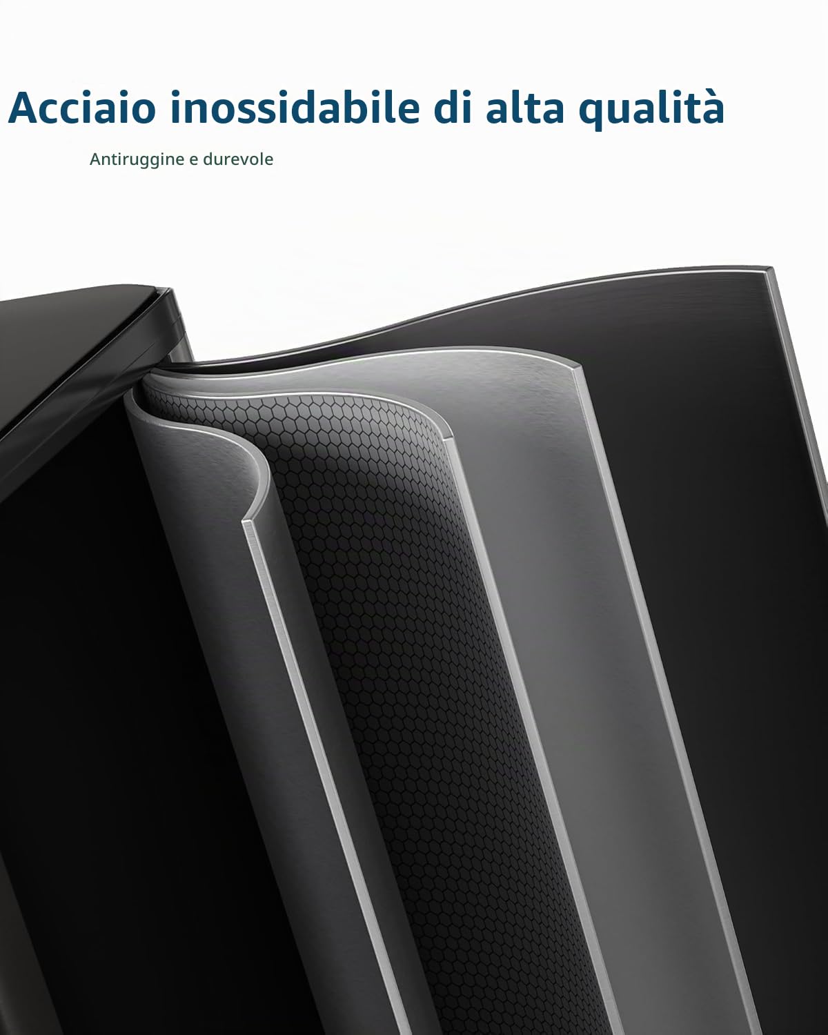 Garvee 2 x 15 L Bidone Cucina Doppio Scomparto Acciaio INOX, Pedale, Coperchi Soft-Close, Riciclo Rifiuti, Nero