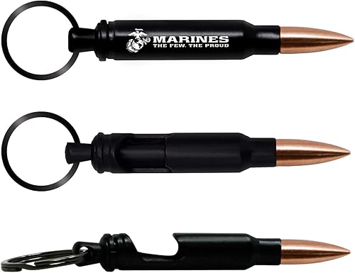 Miniatura 2 de USMC Trio - Juego de abridor de botellas de 50 cales, 556 llaveros y abridor Pop-Top - Set de regalos del Cuerpo de Marines  Empresa pequeña