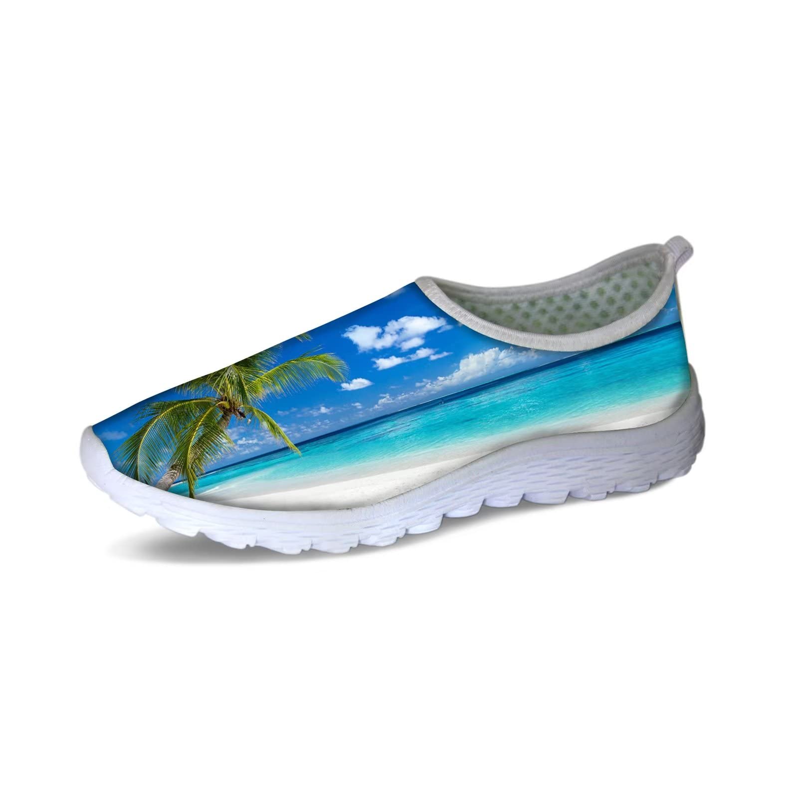 Forchrinse Tie Dye Sea Turtle Print Womens Mens Slip on Shoes Mesh Walking Shoes Nursing Shoes Breathable Lightweight