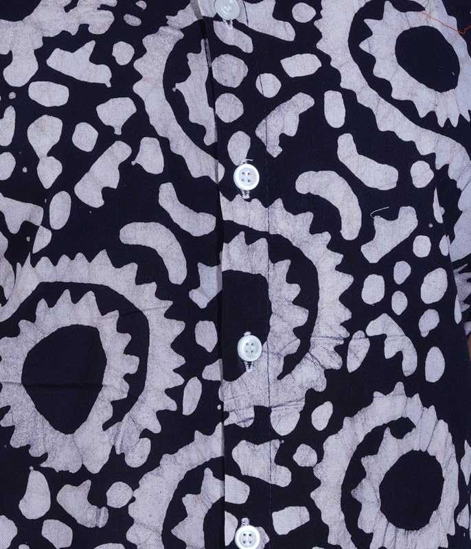Women's [L- 4XL] Full Open /Front Buttoned [a kind of Adaptive Clothing]Multipurpose Nighty for Maternity/Pregnancy /Elderly /Patient/Feeding /Hospital Purpose Nighty(DarkNavy Batik - XXL/ Calf Length - Image 4 thumbnail
