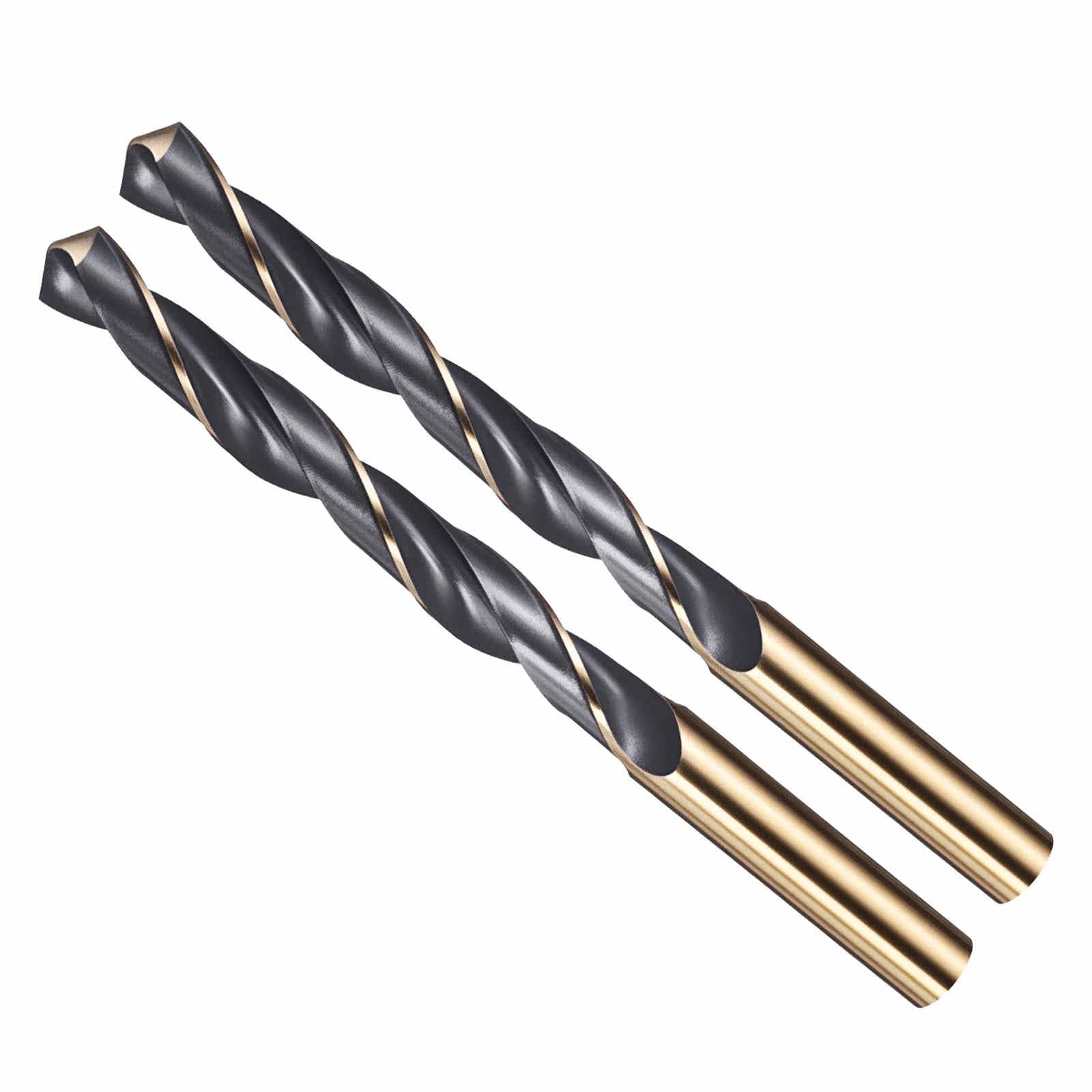 CoCud Drill Bit, 11mm Cutting Diameter, 4341 HSS Jobber Bits Gold and Black 118° Cutting Angle - (Applications: for Drilling Plastic Wood Soft Metal), 2-Pieces