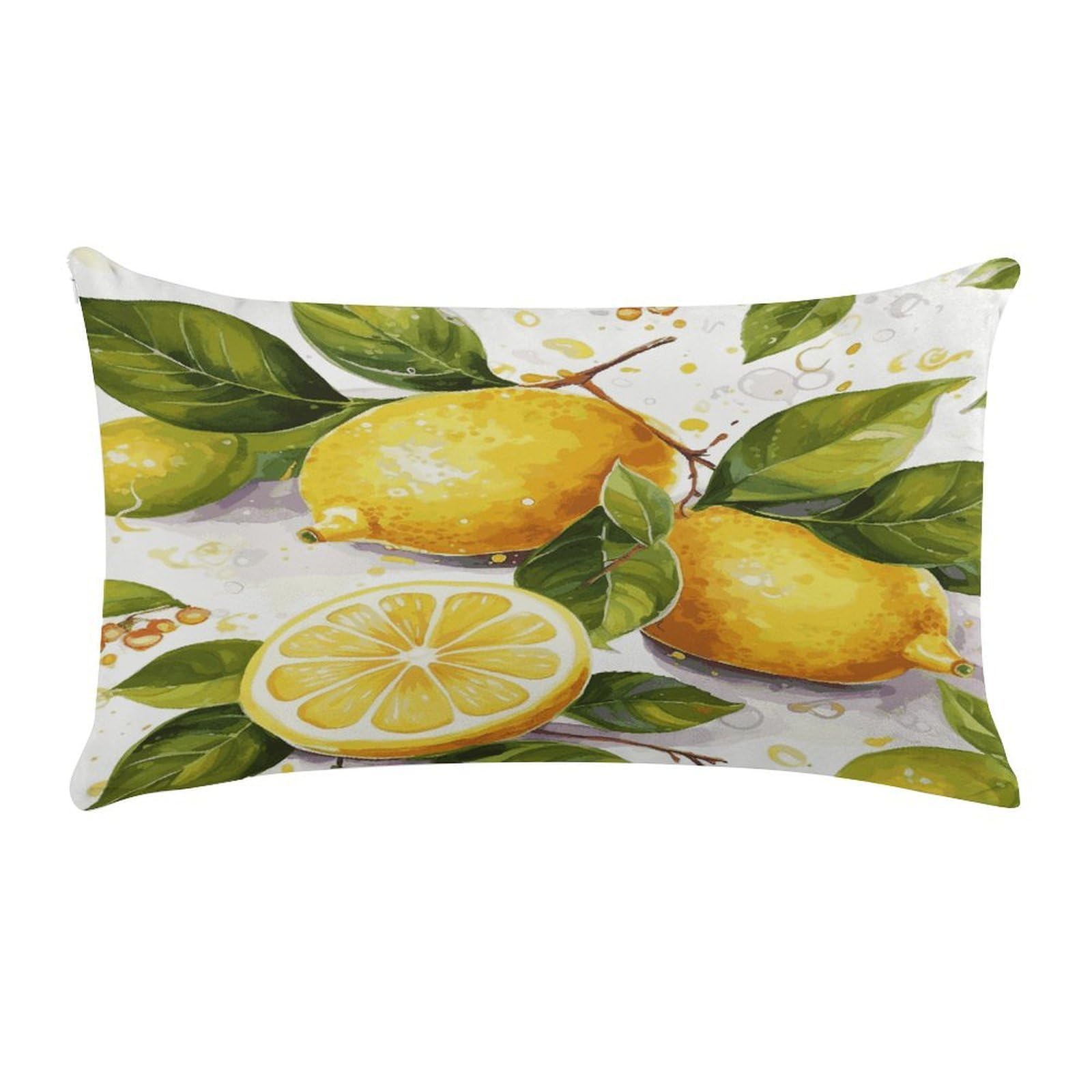 Fruits Lemon Pillow Cover Super Soft Pillowcase Luxury Cozy Fuzzy Velvet Pillow Shams Breathable Standard Pillow Cases with Zipper Wrinkle-Free Pillow Cover 12 "×20 "
