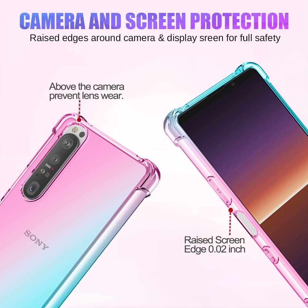 Handyhülle Für Sony Xperia 1 II – Transparent Mit Farbverlauf (rosa/lila), Kratzfeste TPU, Stoßsicher
