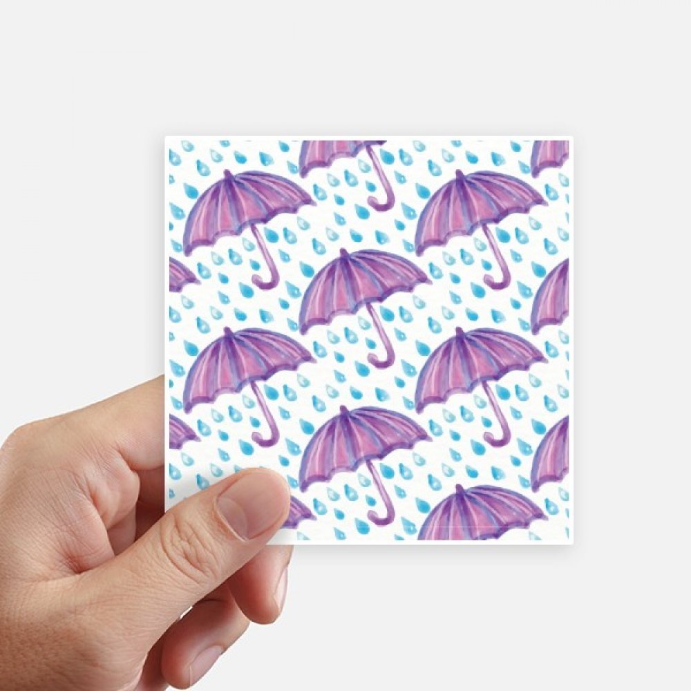 Autocollant carré violet aquarelle parapluie 10cm x 10cm lot de 8 stickers pour pc et valise