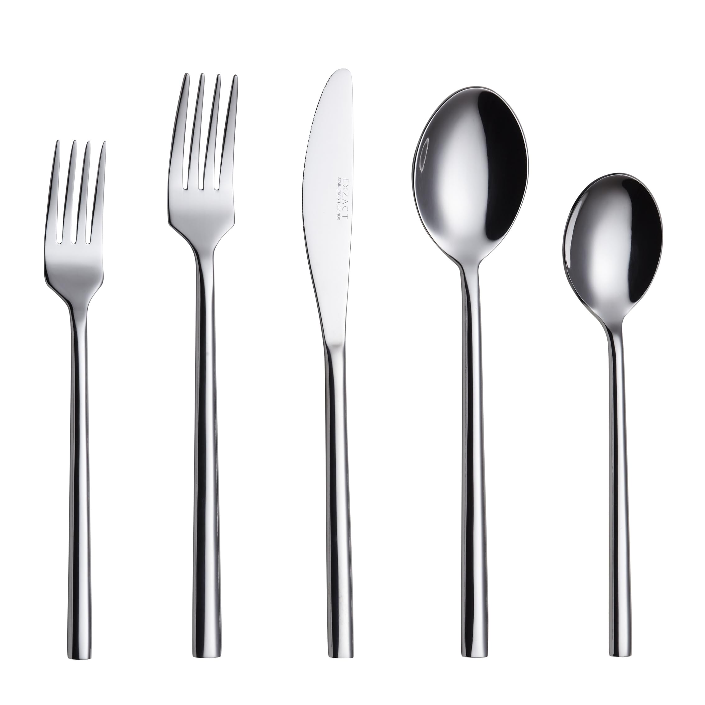 Exzact Cutlery Set Forged Stainless Steel 20pcs. Dish Washer Safe, Serve for 4, Silver