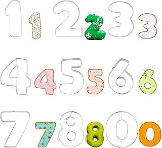 Set of 9 Cookie Cutters Numbers Cake Mould Stainless Steel Cookie Cutters Numbers 0-8 Number Baking Mould Cake Mould Numbe...